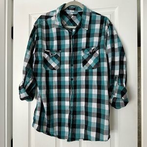 Carbon Mens Plaid Button Down Size XXL